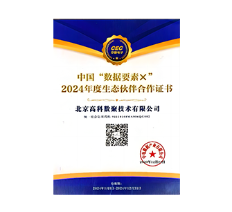 中国“数据要素×”2024年度生态伙伴合作证书